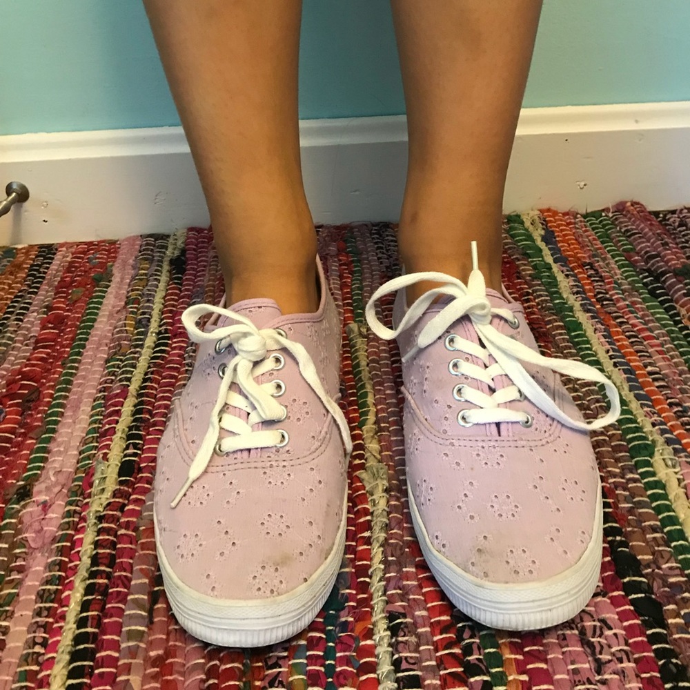 Lilac flowered canvas shoes